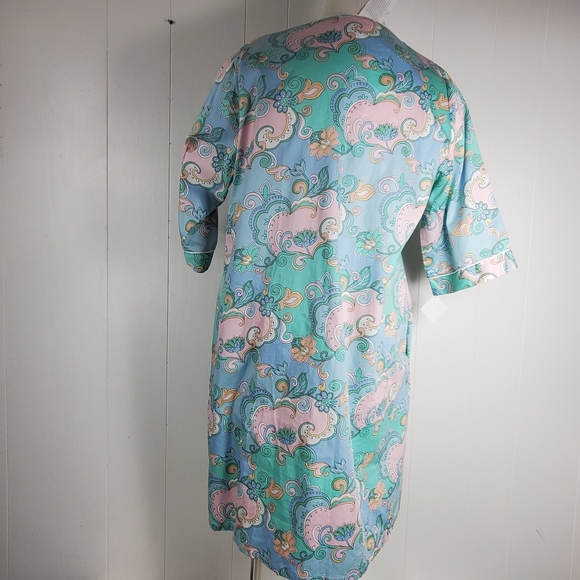 Nwt Carlton Hall blue swirl zip front night gown - Picture 7 of 11